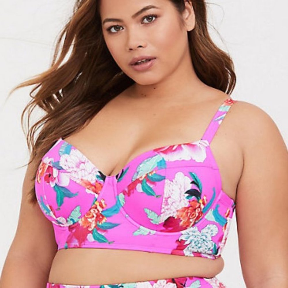 TORRID | Neon Pink Floral Underwire Bikini Top